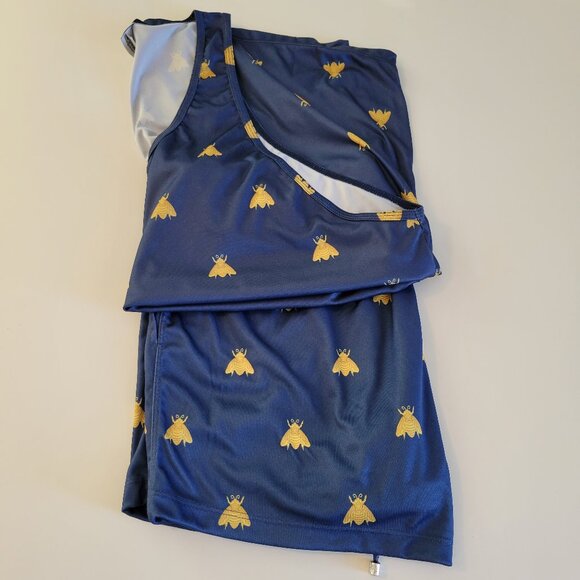 Tulio Mens Tank Top and Shorts Matching Set Navy Blue and Gold Bee AOP 3XL 2XL - Picture 1 of 11